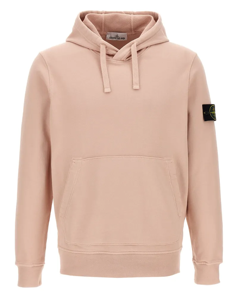 Stone Island Logo Badge Hoodie Pink