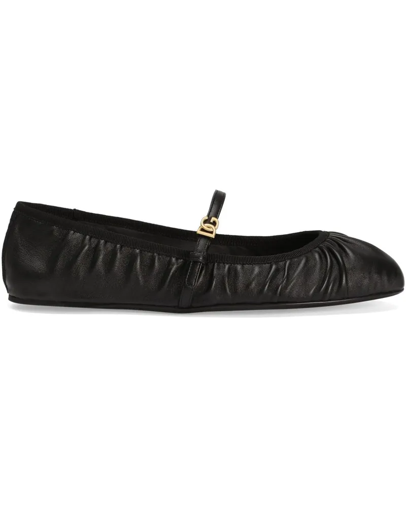Dolce & Gabbana Leder Ballett Flats Black