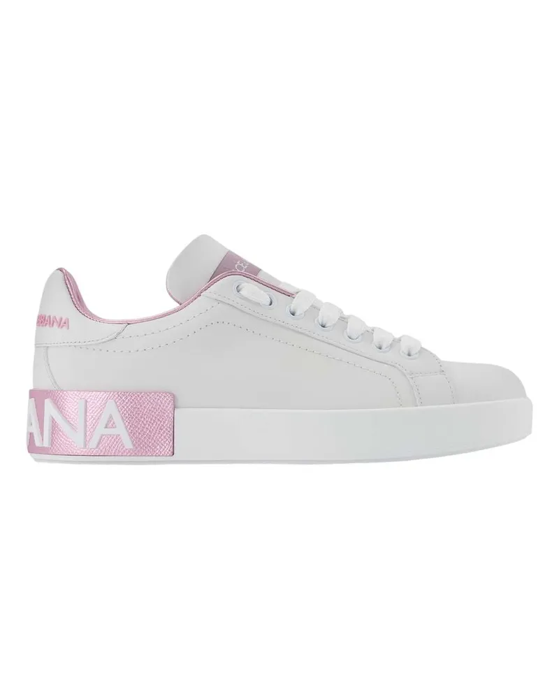 Dolce & Gabbana Portofino Sneakers  White/Pink Leder White