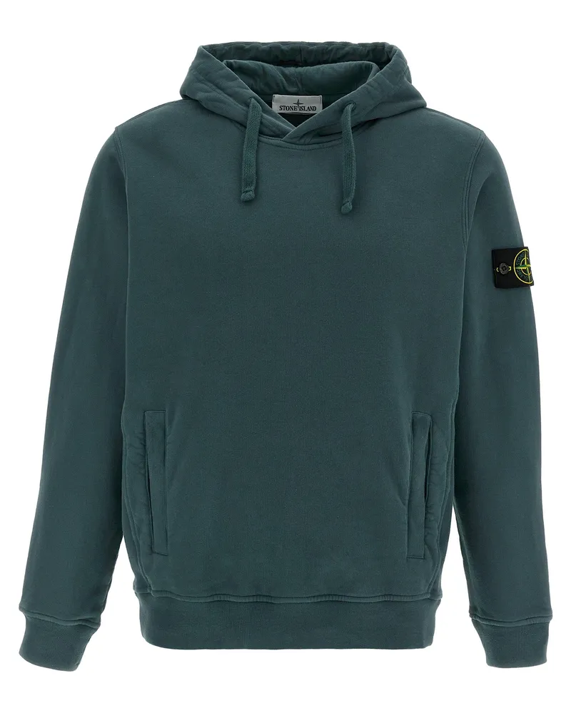 Stone Island Logo Badge Hoodie Green