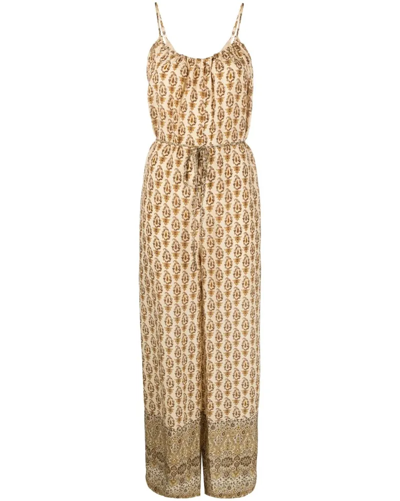Gold Hawk Clothing bedruckter Seidenoutsuit Beige