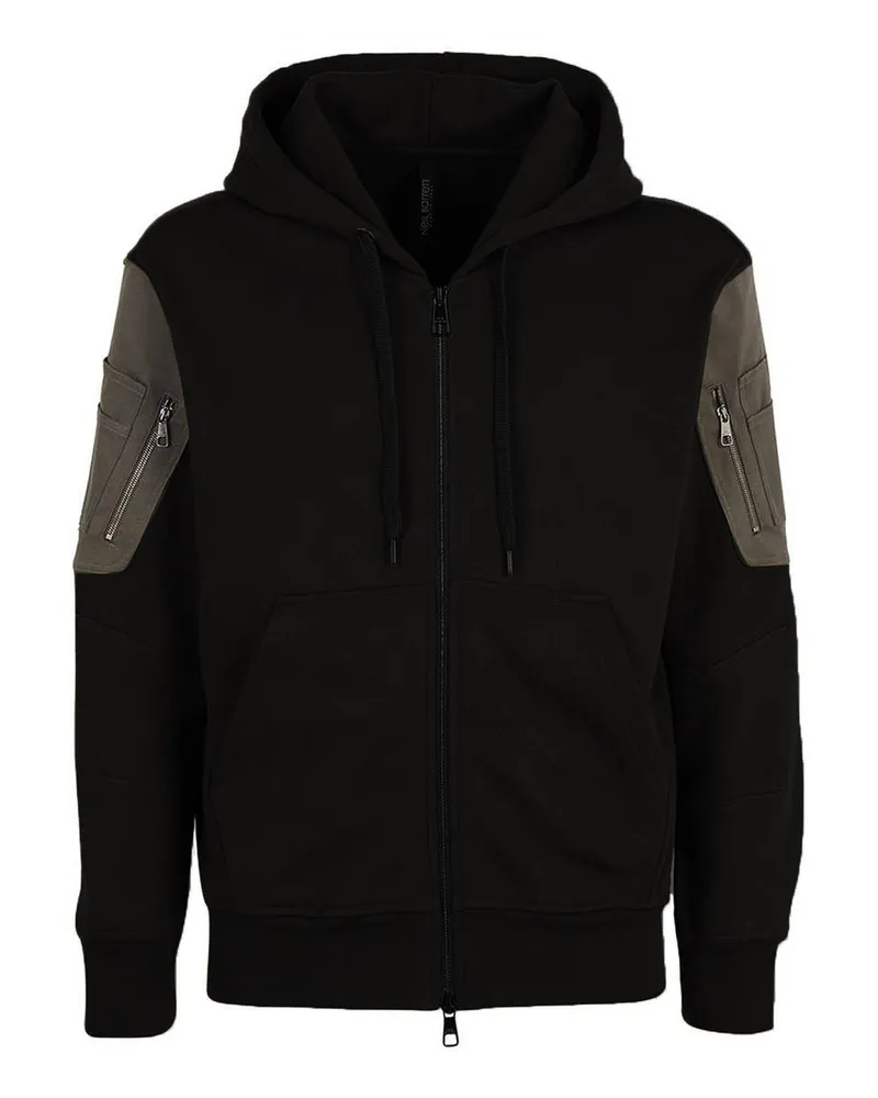Neil Barrett Cotton Logo mit Kapuze -Sweatshirt Schwarz