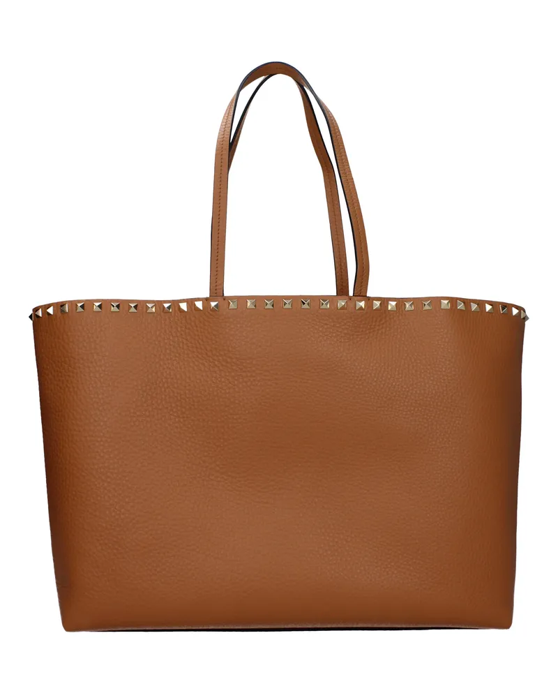 Valentino Garavani Damens Rockstud Umhängetasche Braun/Mandelleder -