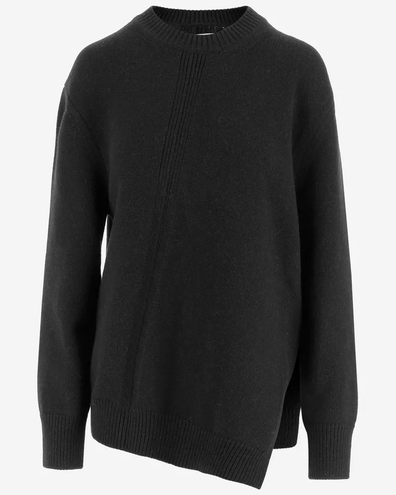 Jil Sander Jil Schleifer Asymmetrische Wolle Mischpullover Black
