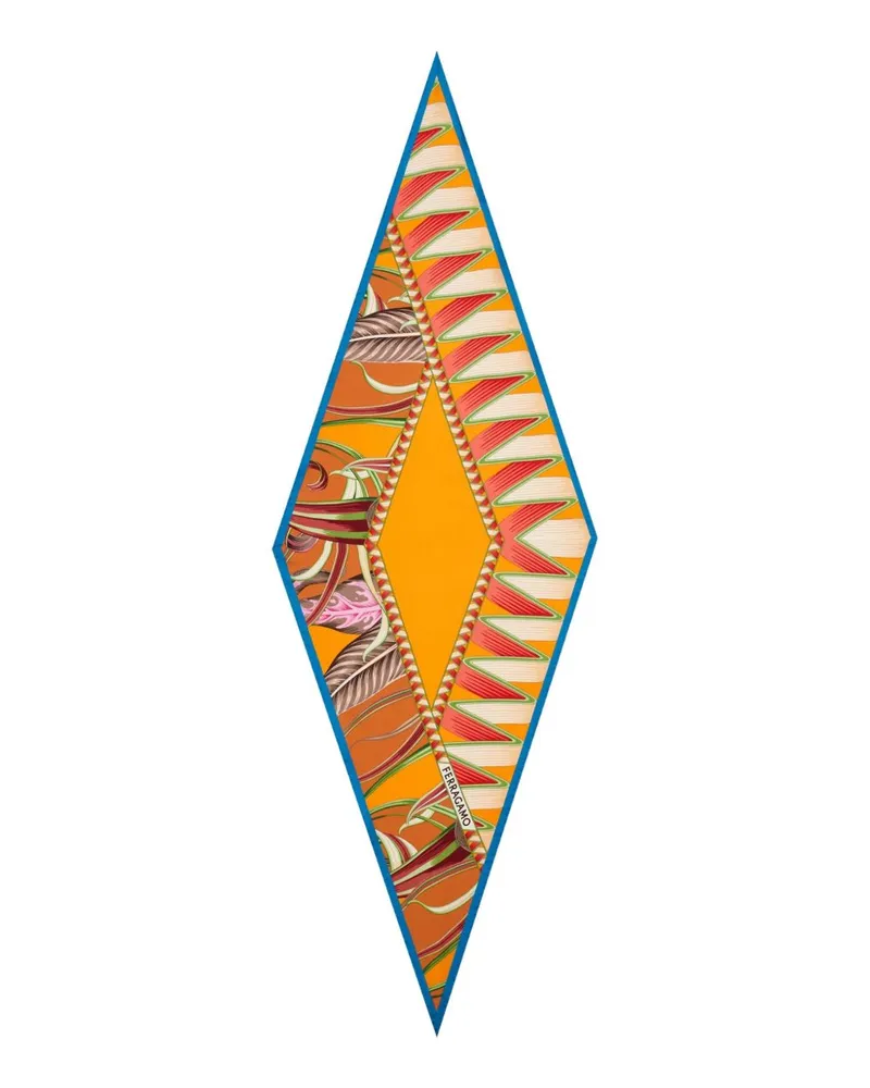 Ferragamo bedrucktes Seide Foulard Orange