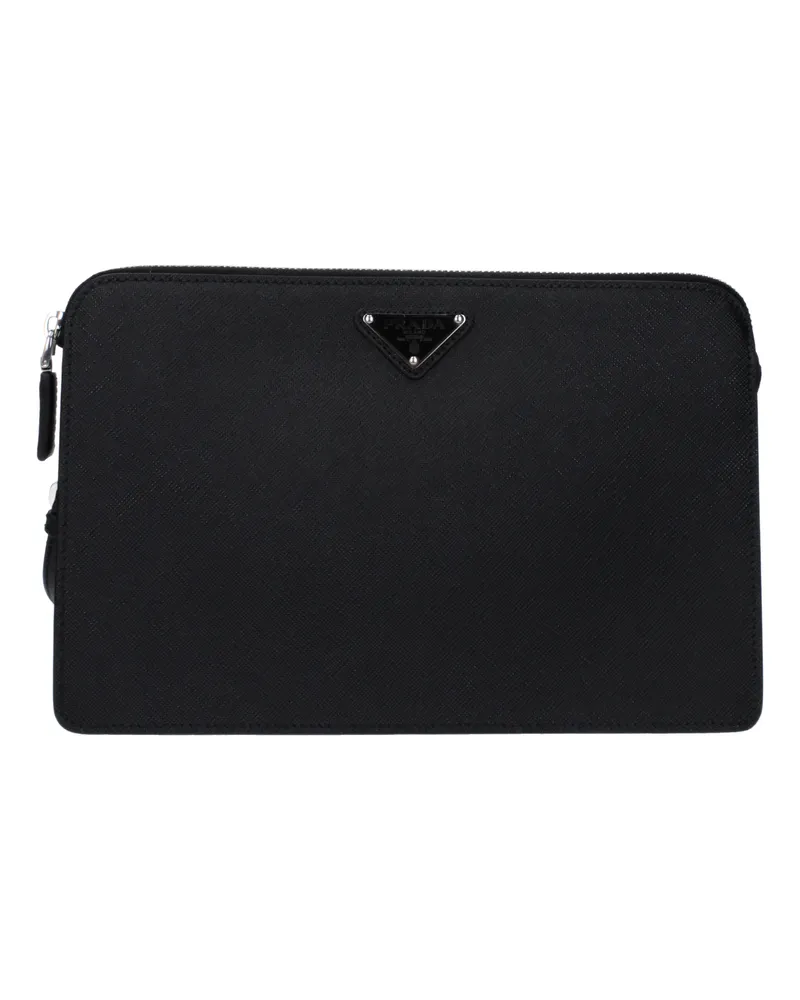 Prada Herrens Ledergeldbörse Schwarz -