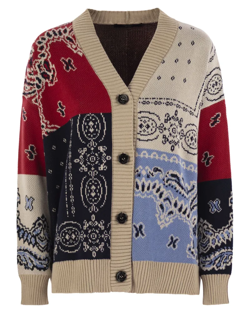 Weekend Max Mara Wochenende Max Mara Baobab über Cardigan in Jacquard Garn Beige