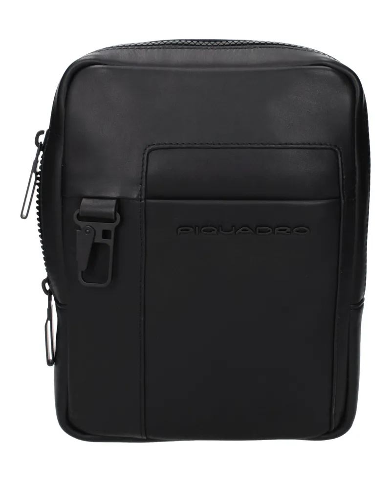 Piquadro Herrens Leder-Umhängetasche Schwarz -