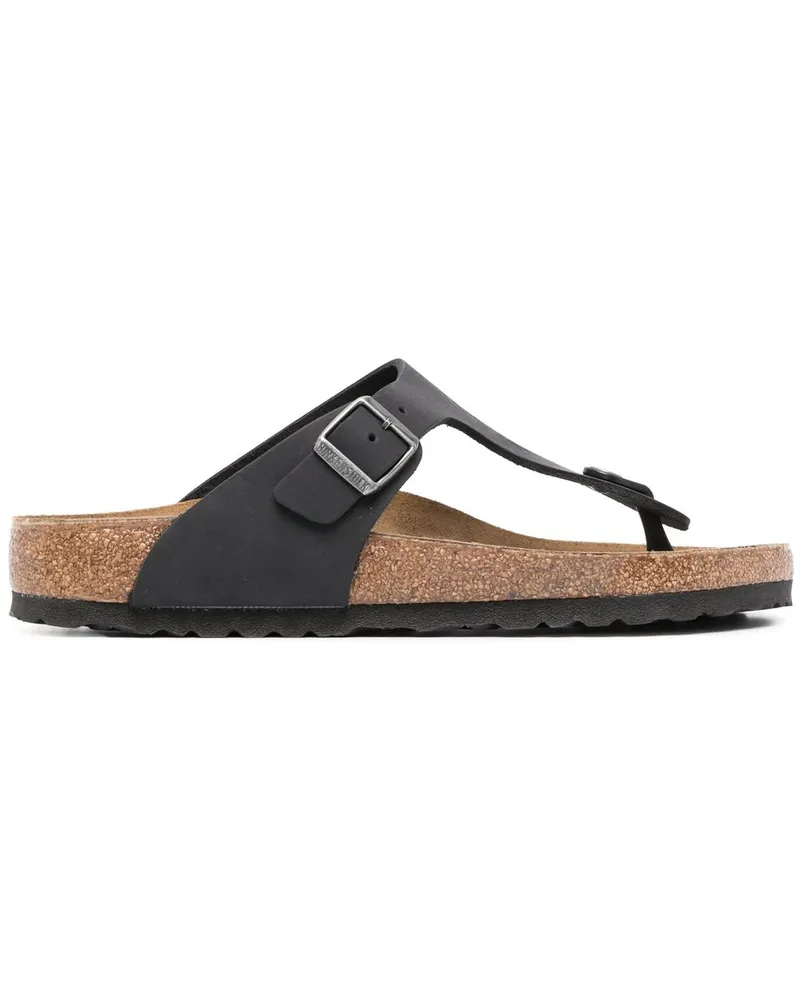 Birkenstock Gizeh geölte Ledersandalen Black