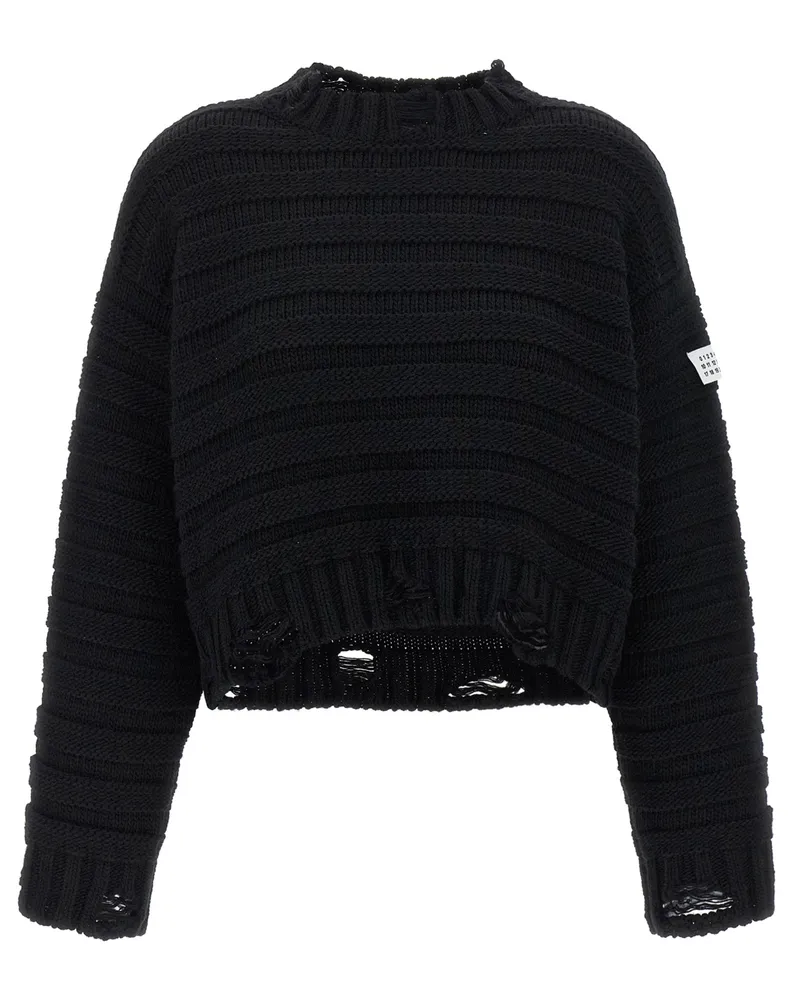 Maison Margiela Distressed Wollpullover Black