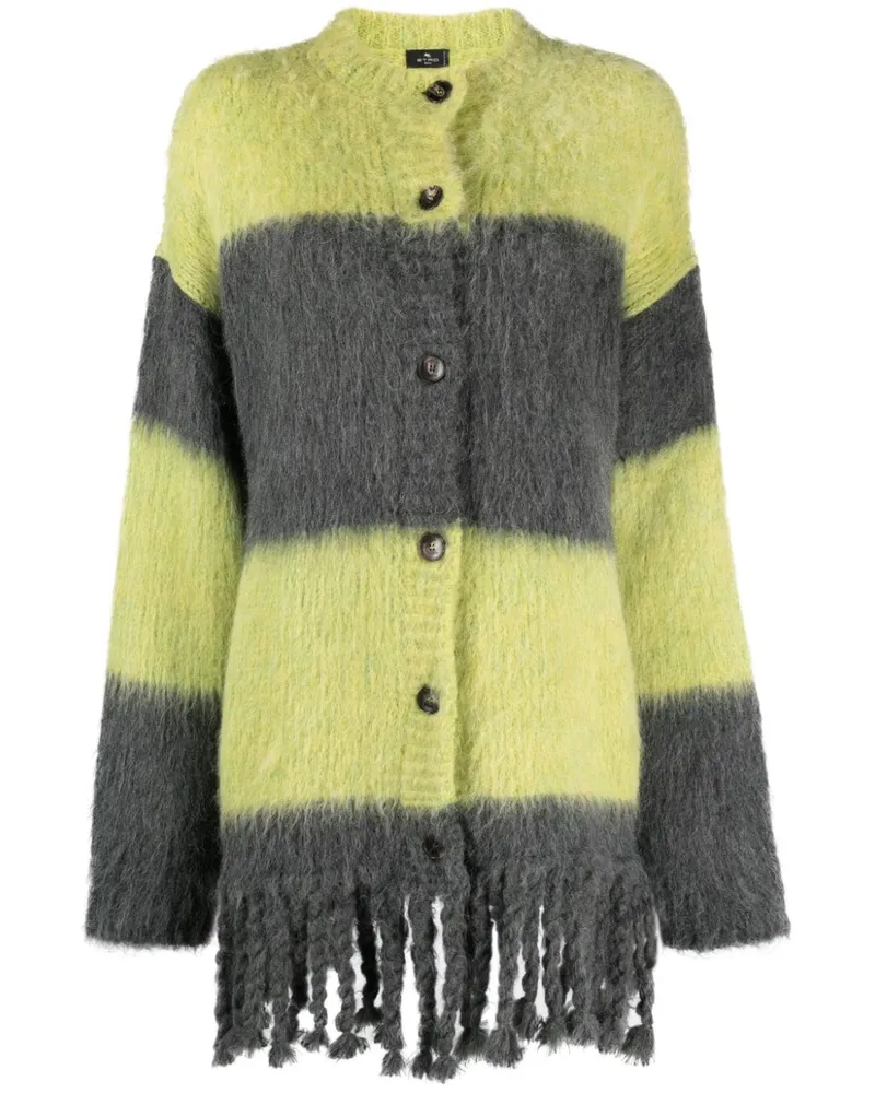 Etro Striped Woll Blend Cardigan Yellow