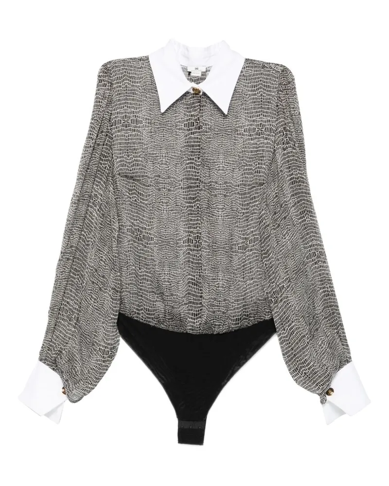 Elisabetta Franchi Silk Hemd Bodysuit Black
