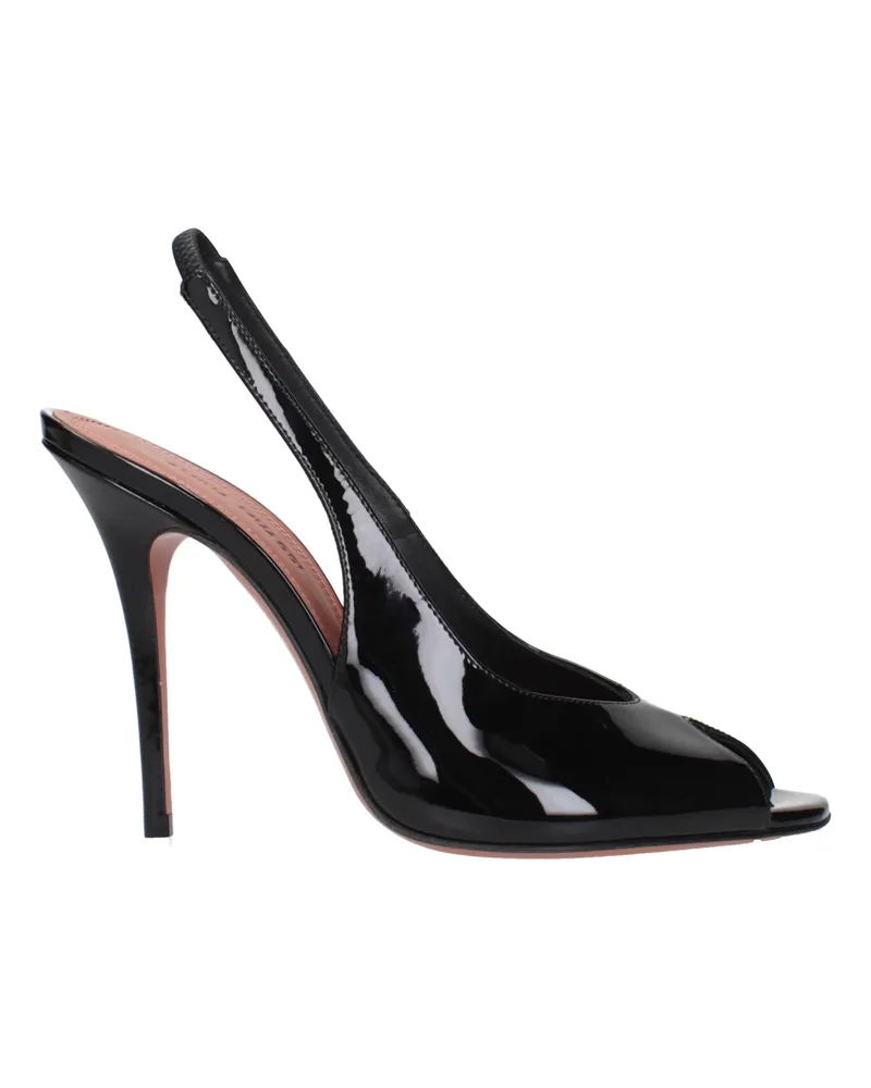 Amina Muaddi Kristina Donna Vernice Schwarze Sandalen -