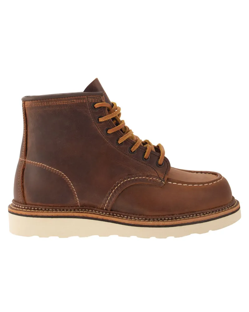 Red Wing Shoes Roter Flügel klassischer MOC raues und hartes Lederstiefel Brown