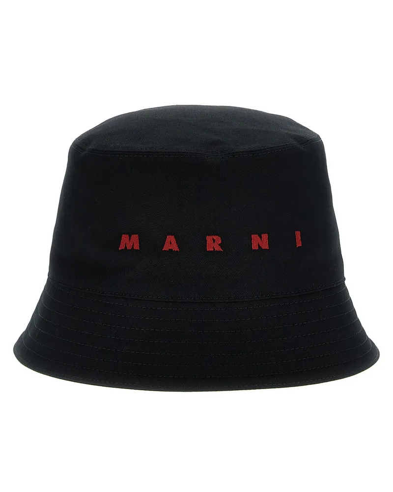 Marni Logo Sticker Bucket Hut Black