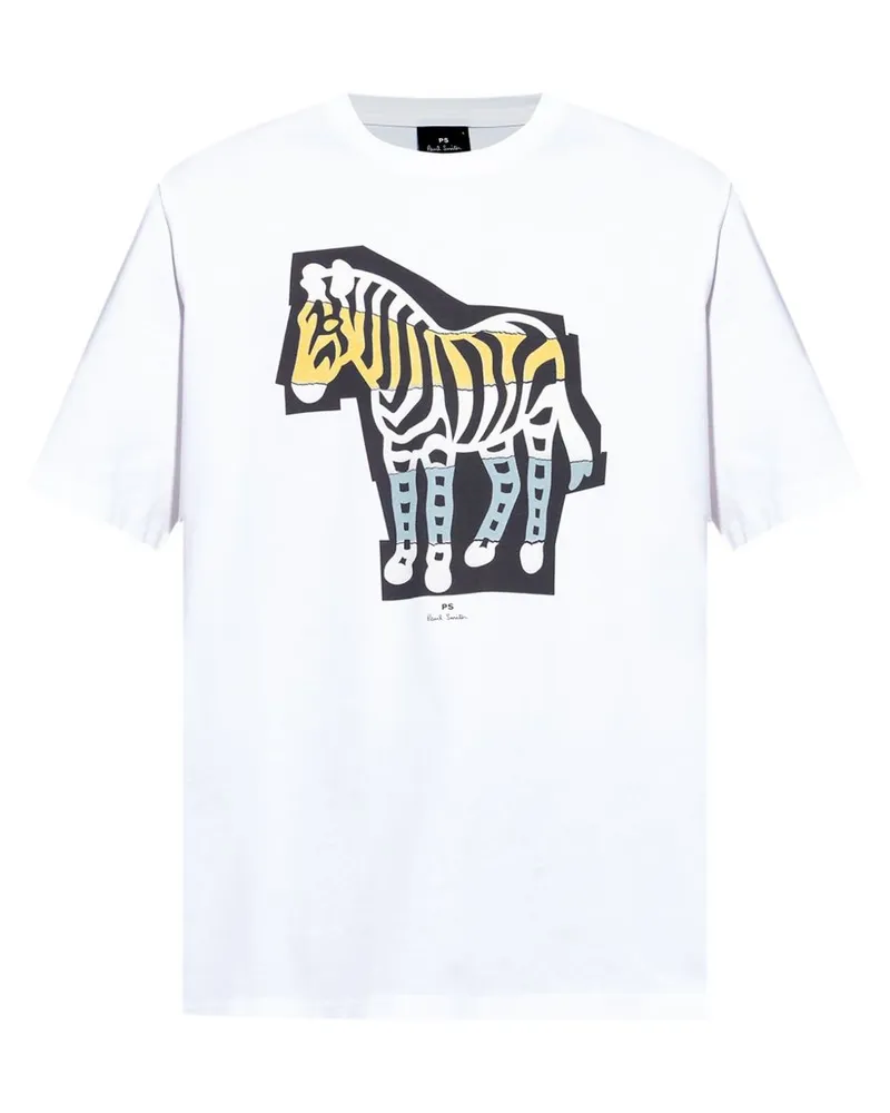 Paul Smith PS von Paul Smith Zebra Print Baumwoll -T -Shirt White