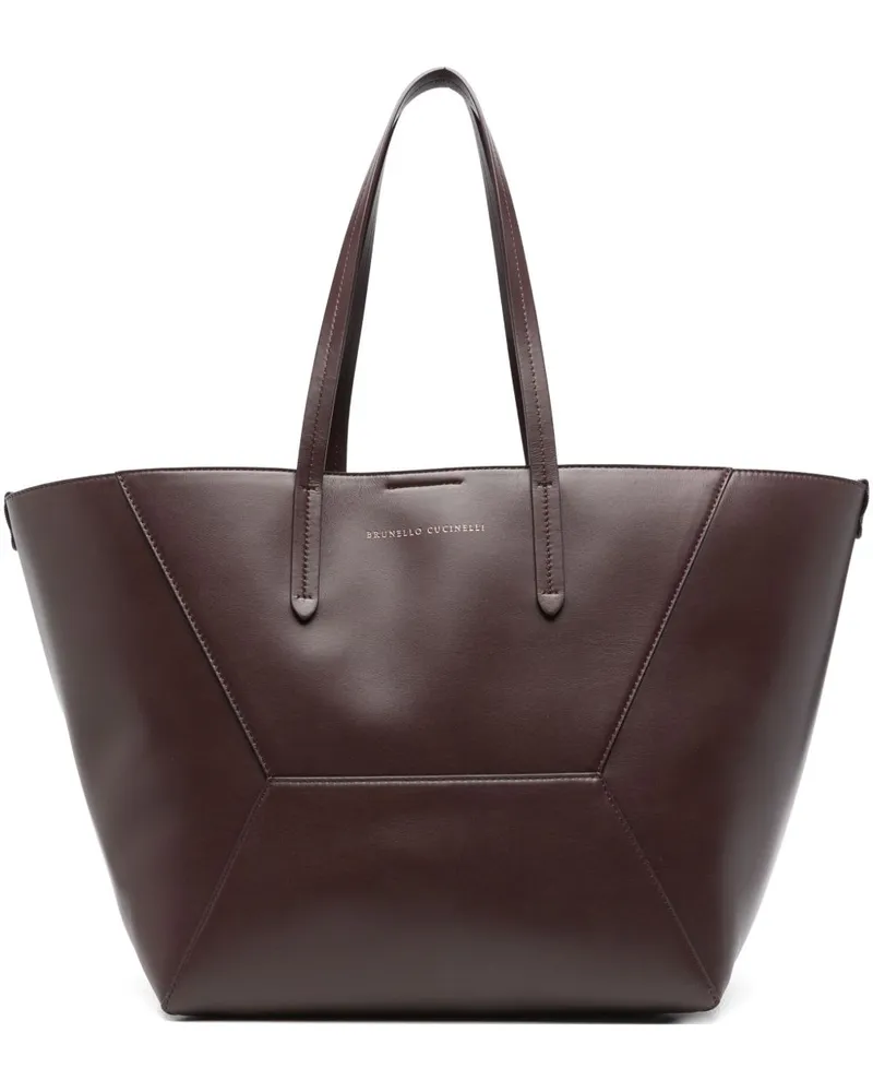 Brunello Cucinelli DC Duo Leder Tasche Bordeaux