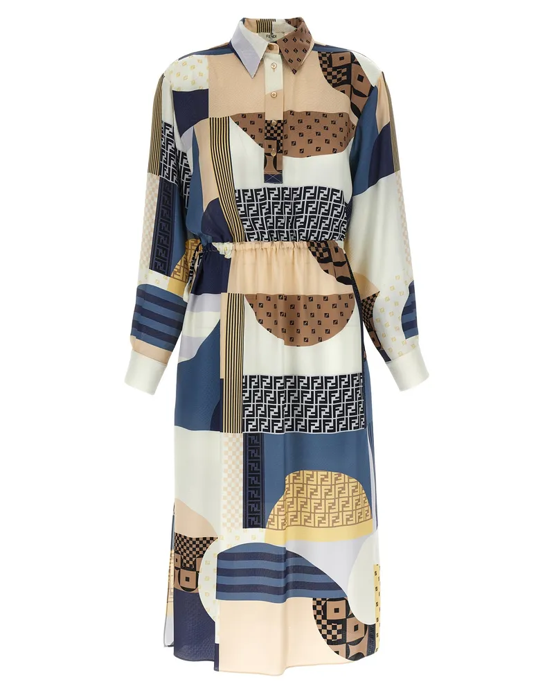 Fendi Patchwork Seidenkleid Multicolor