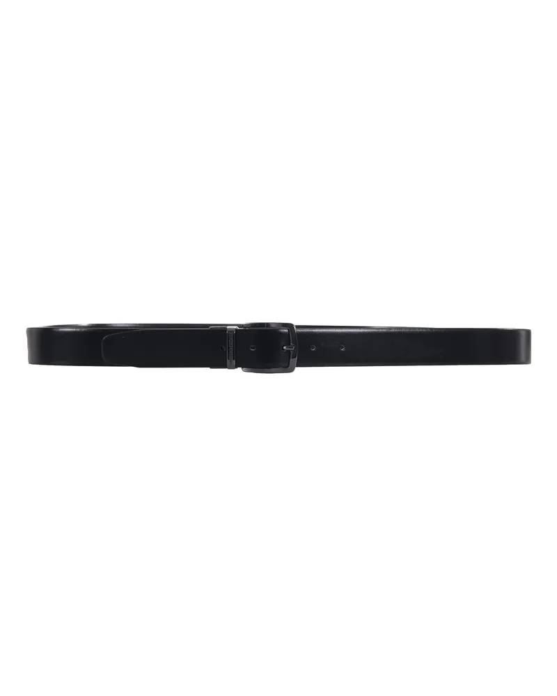 Emporio Armani Cintura Reversibile in Pelle Stampa Palmellata Nero