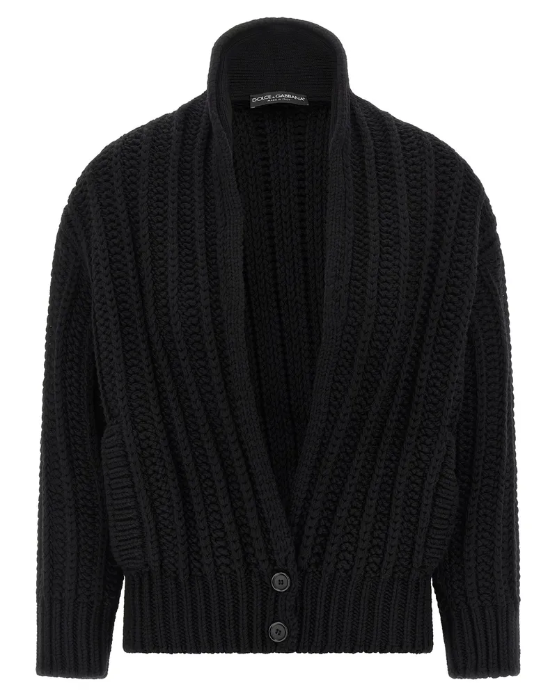 Dolce & Gabbana Grobwolle Strickjacke Black