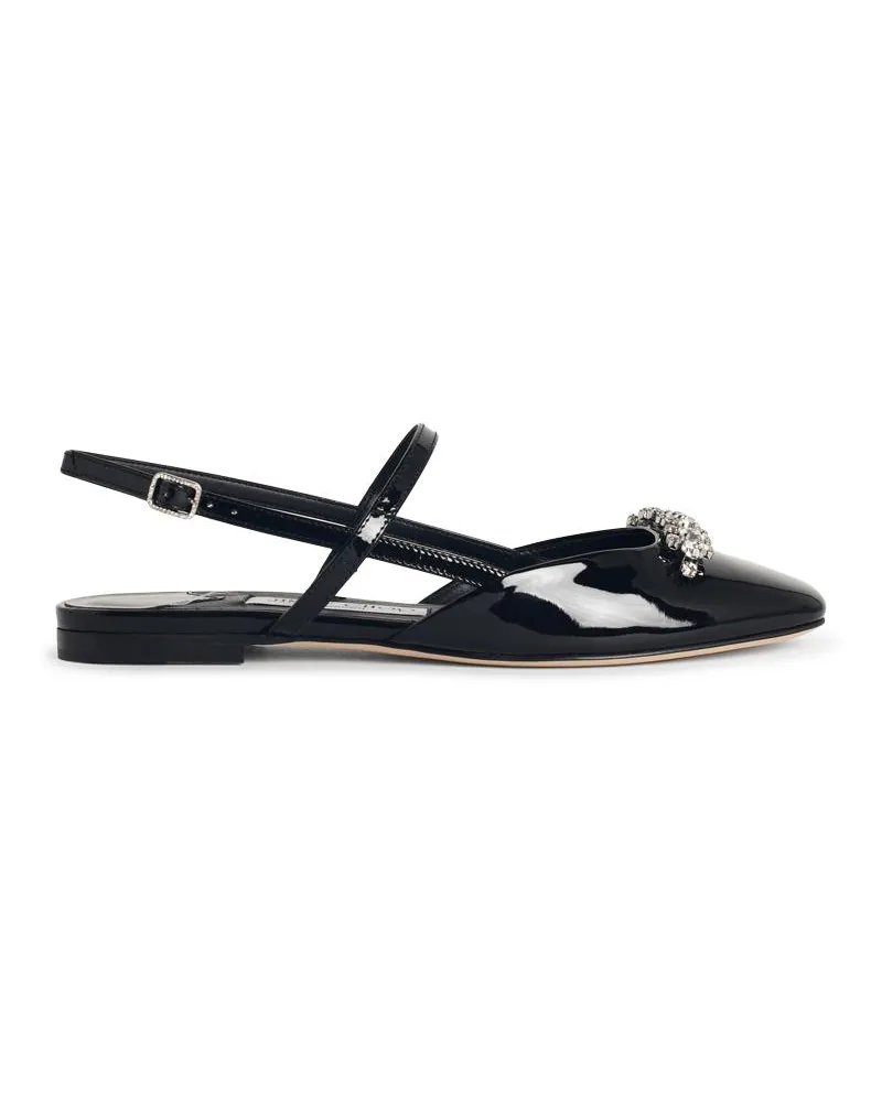 Jimmy Choo Belinda SB Flat' Black Lear Ballet Flats Black