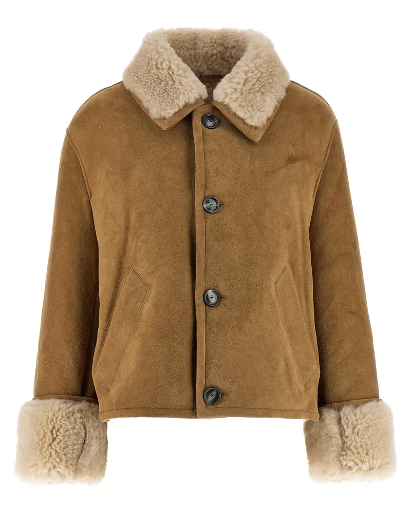 AMI Paris Lammfelljacke Beige