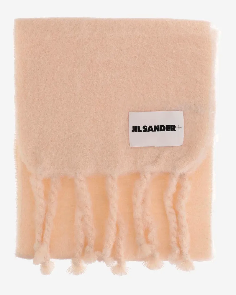 Jil Sander Wolle Mischschal mit Logo Rosa