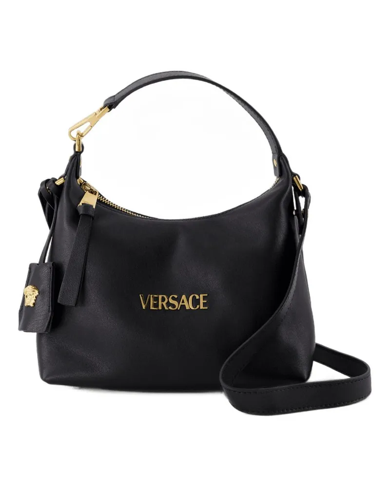 Versace Hobo Umhängetasche  Leder schwarz Schwarz