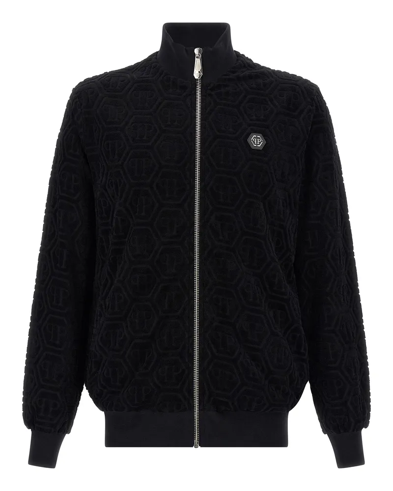 Philipp Plein Jacquard-Monogramm-Sweatshirt Black