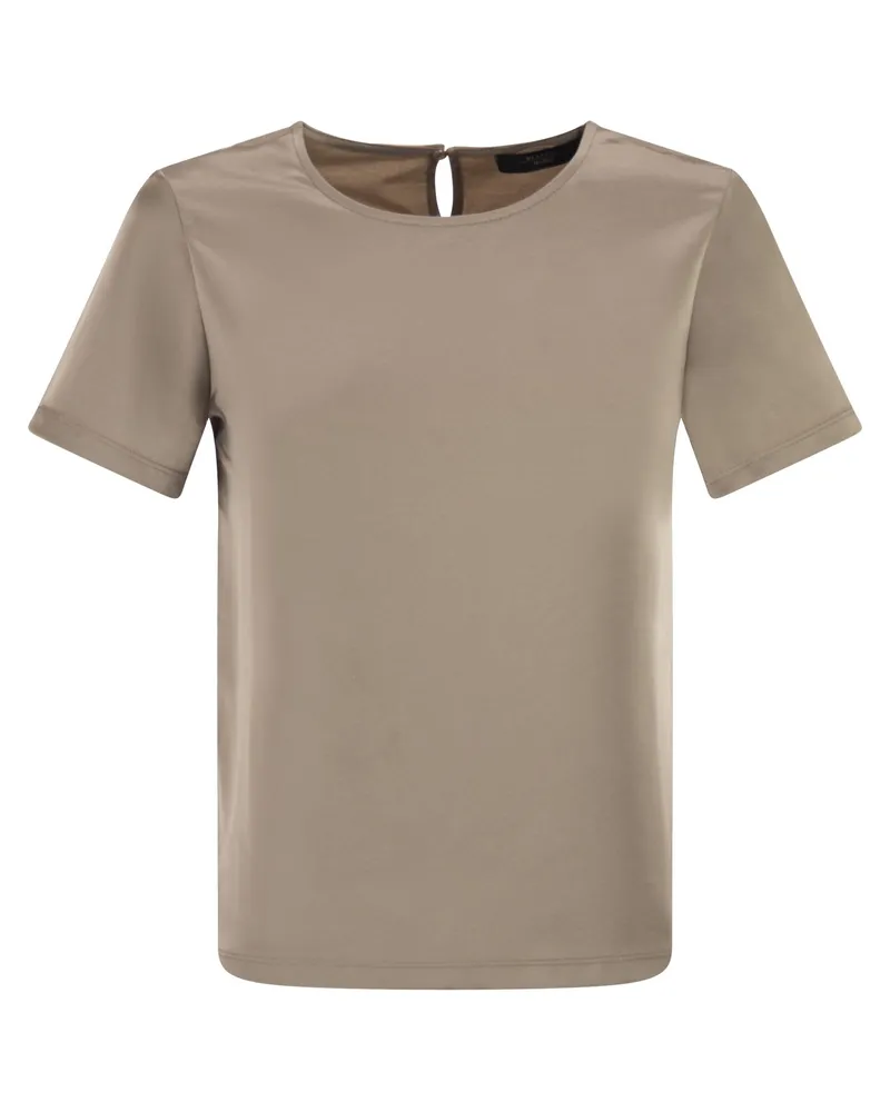 Weekend Max Mara Wkdzona T-Shirt aus Satin und Jersey Beige
