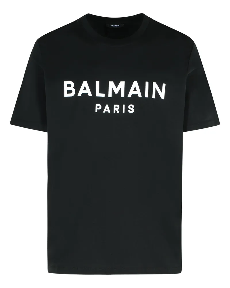 Balmain schwarzer Baumwoll -T -Shirt Black