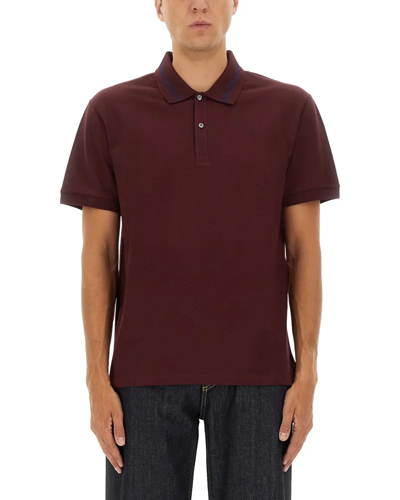 Alexander McQueen Alexander MC Queen Polo -Hemd mit Logo am Kragen Bordeaux