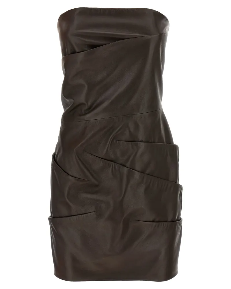 ATTICO Das Attico Lederkleid Brown