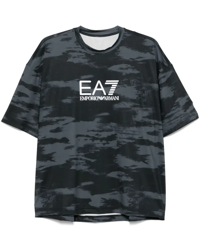 EA7 Logo bedrucktes T -Shirt Black