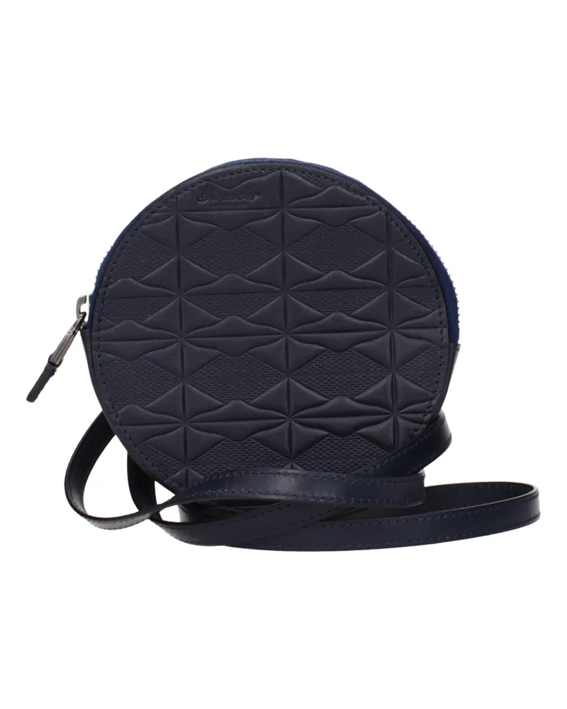 Pineider Herrens Blaue Leder-Umhängetaschen -