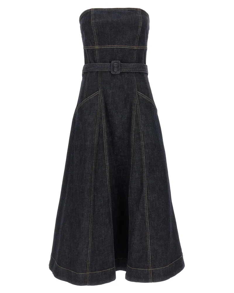 Self-Portrait Selbstporträt 'Indigo Denim Bandeau Midi Kleid' Kleid Blue