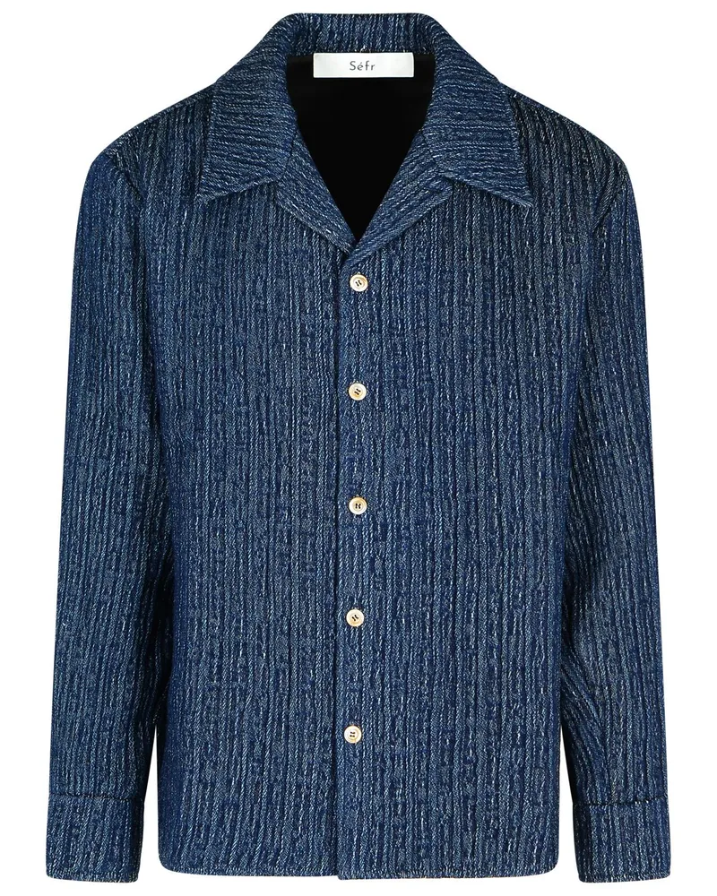 Séfr WES' blaues Baumwollhemd Blue