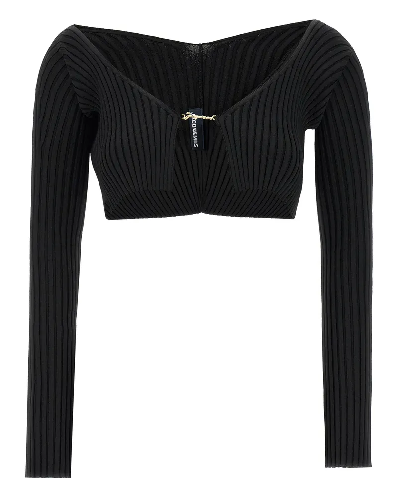 Jacquemus Le Bile Pralu' Kruppierte Strickjacke Black