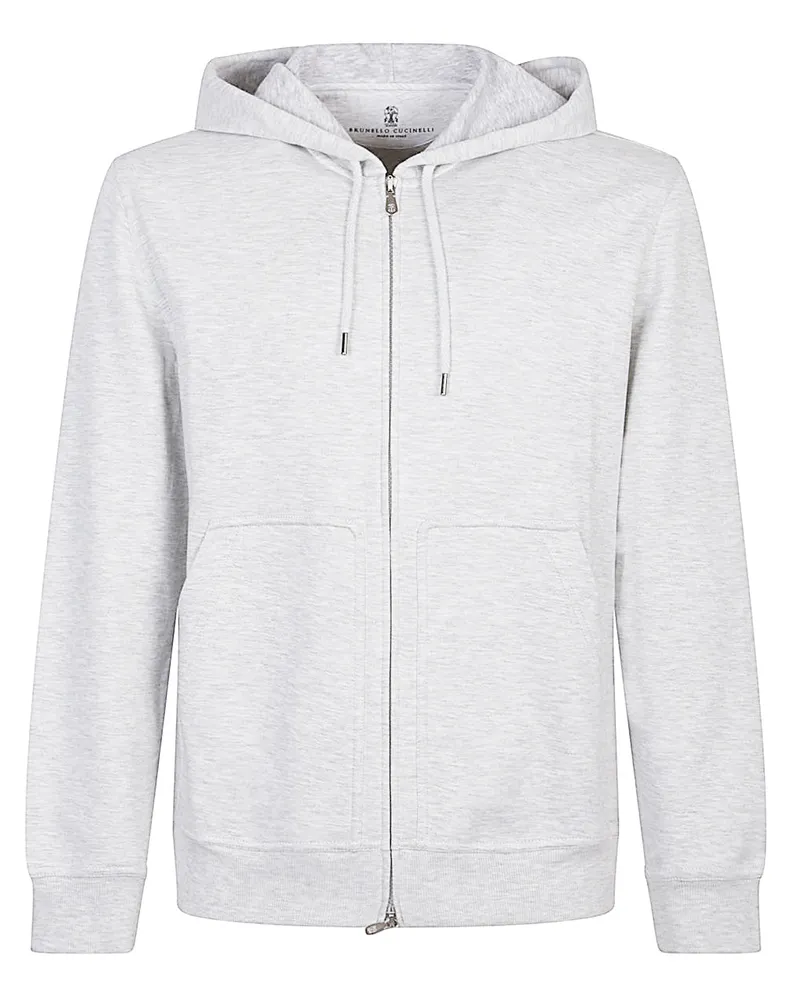 Brunello Cucinelli Baumwollmischung Reißverschluss Hoodie Grey