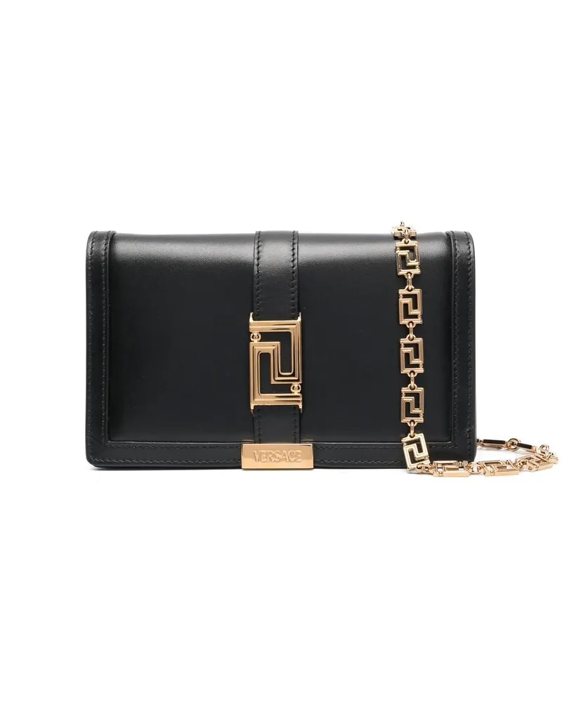 Versace Greca Göttin Mini Leder Crossbody Tasche Black