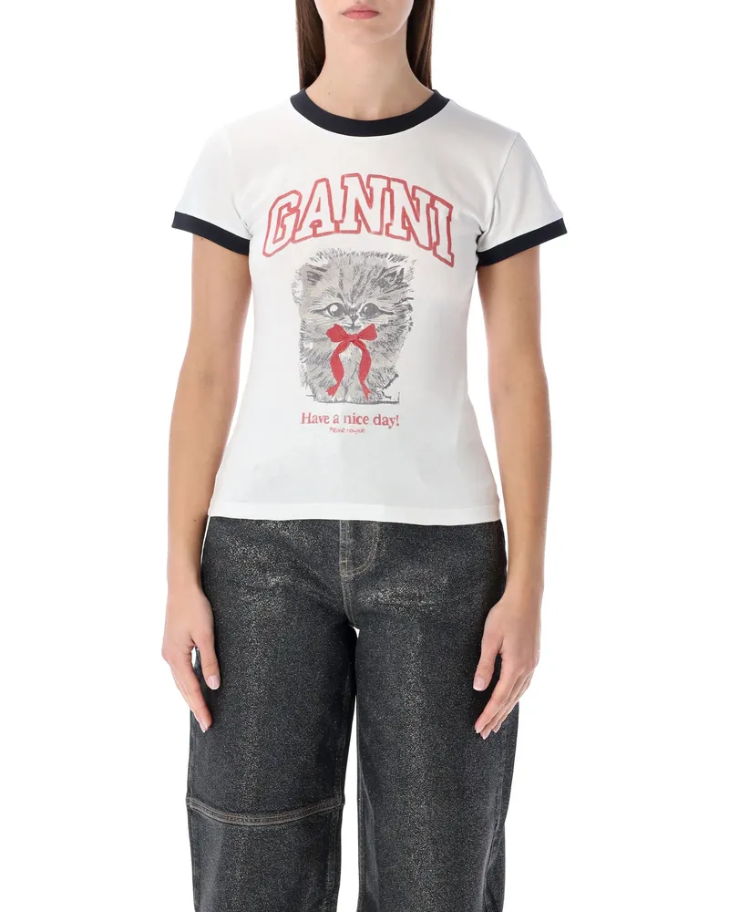 Ganni T-Shirts und Polos Weiß White