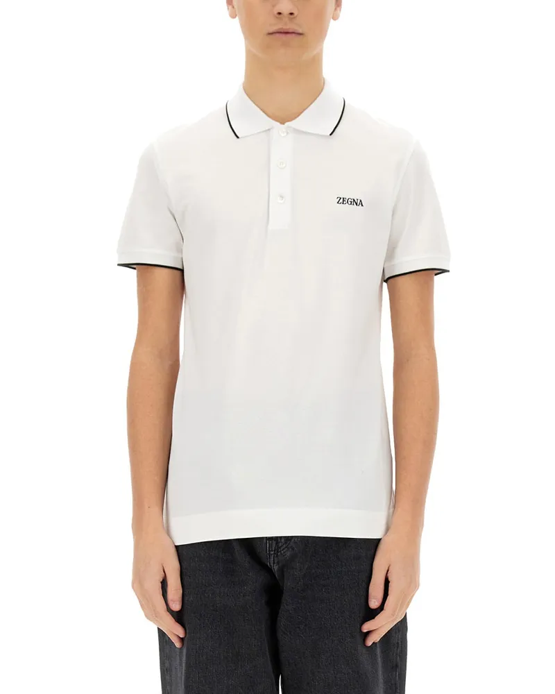 Ermenegildo Zegna Polo mit Logo White