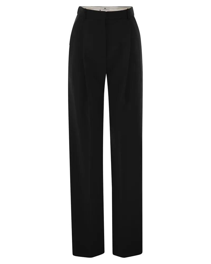 Elisabetta Franchi Crepe Hosen mit satinischen Details Black