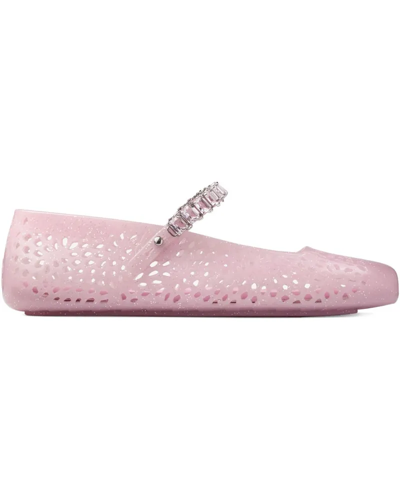 Jimmy Choo die Gelee glitzerten Ballette Pink