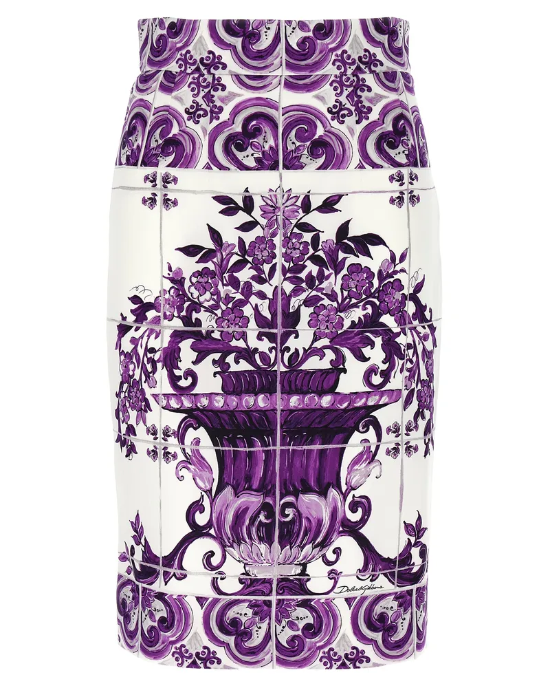Dolce & Gabbana Maiolica' Print Seidenrock Purple