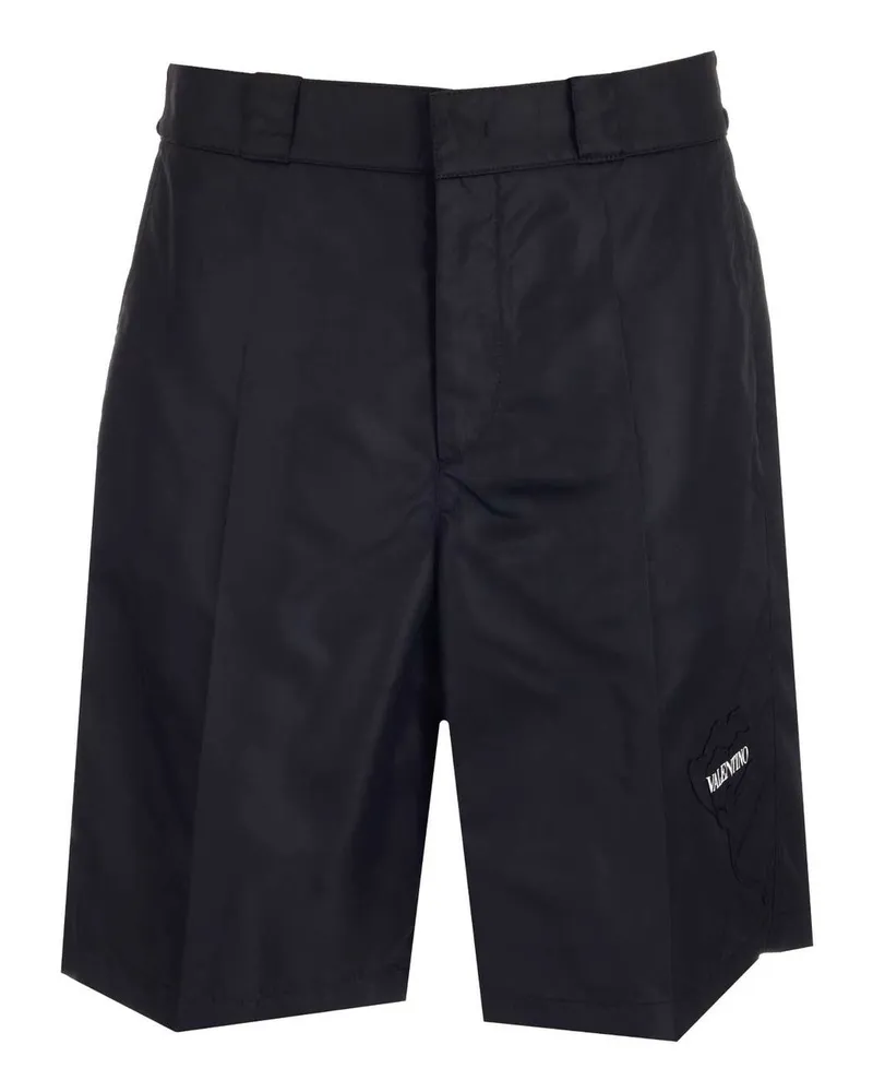 Valentino Garavani Valentino Blume Stickerei Bermuda Shorts Schwarz