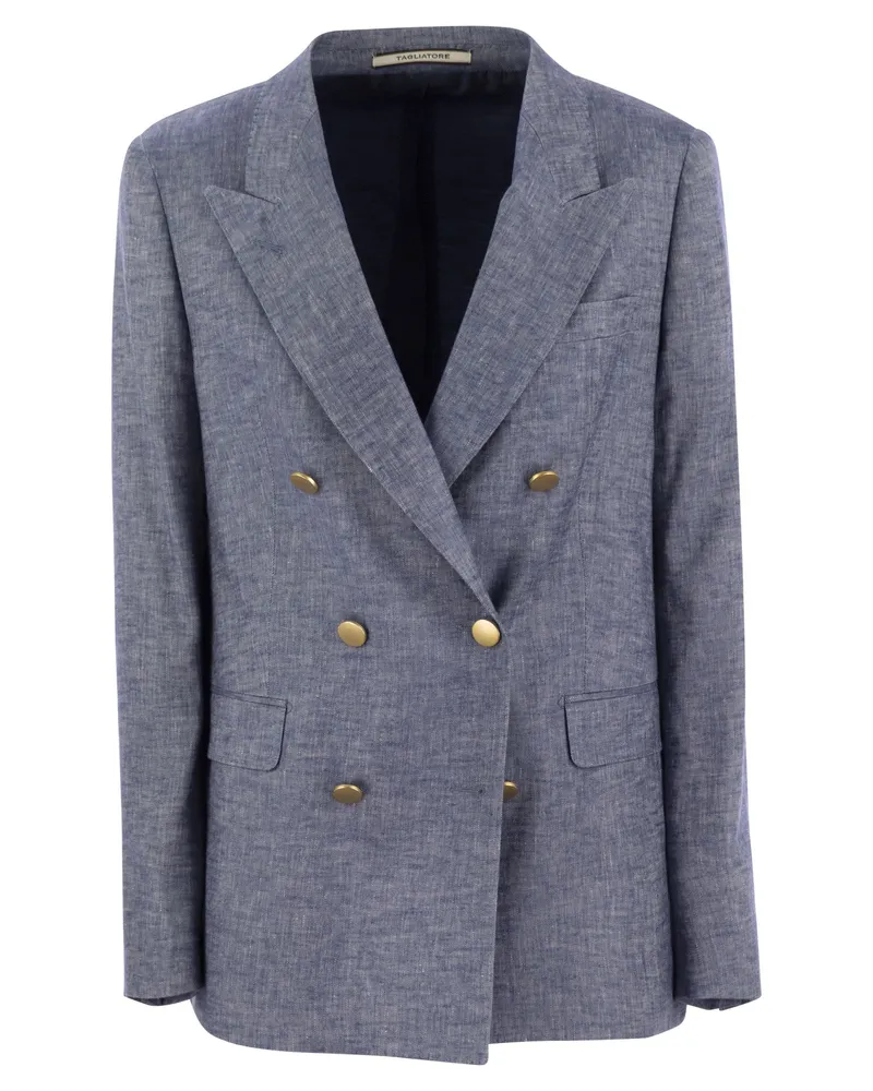 Tagliatore Paris Leinen und viskose doppeltes Blazer Milk