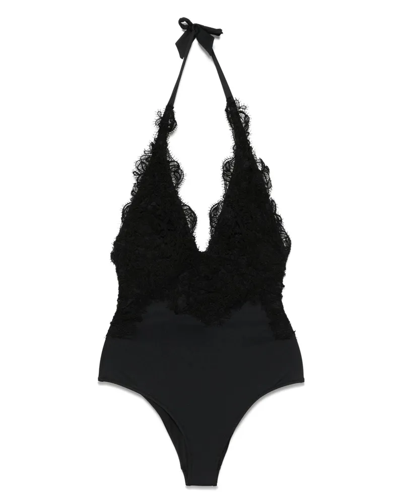 Ermanno Scervino Lace Detail Badeanzug Black