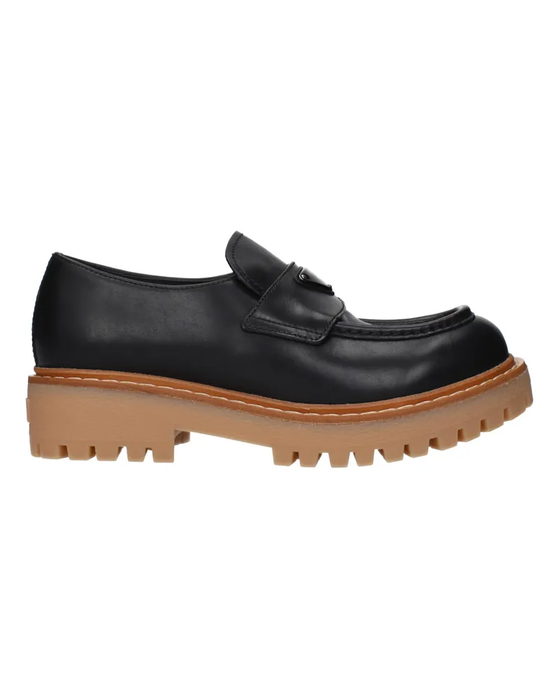 Prada Herrens Schwarze Leder-Loafer -