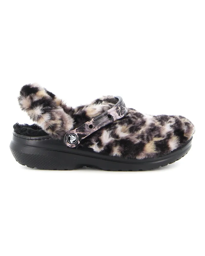 Cheetah print fashion crocs with fur